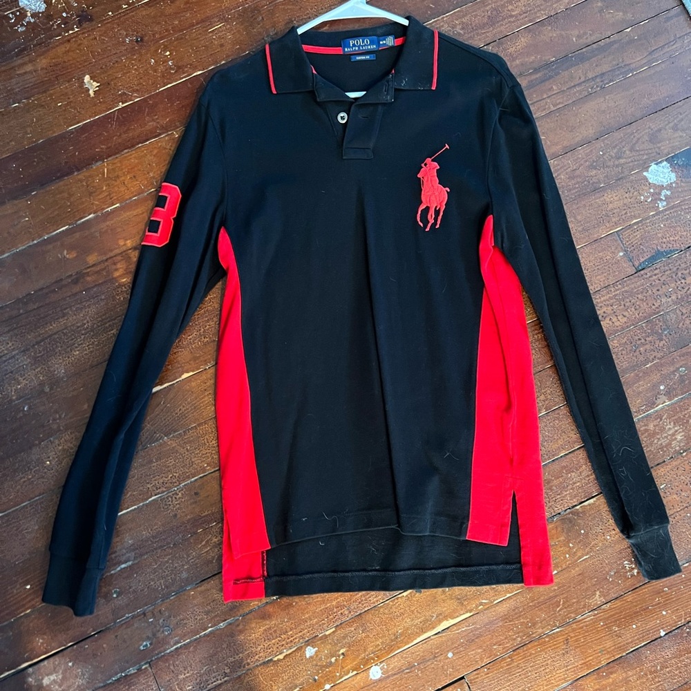 Polo by Ralph Lauren Black and Red Long Sleeve Shirt